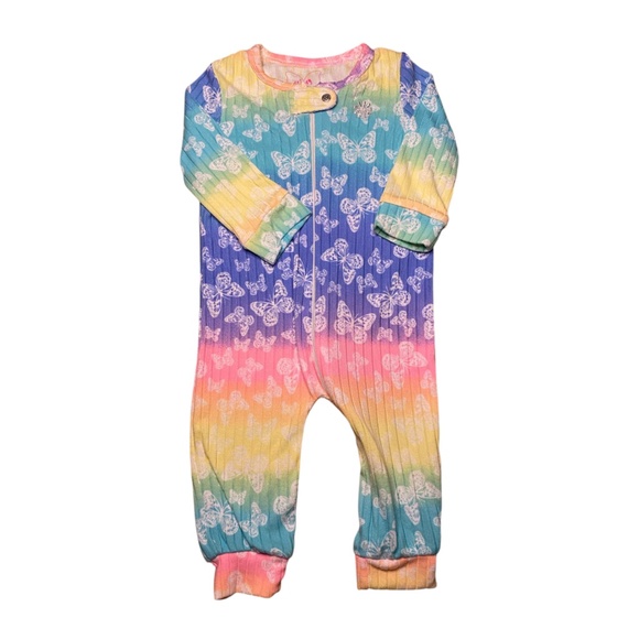 delias 3-6 month sleeper baby butterfly and rainbows super soft pajamas - Picture 1 of 5
